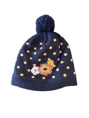 Girls Orchestra Navy Polka Dot Beanie Hat Size 53cm